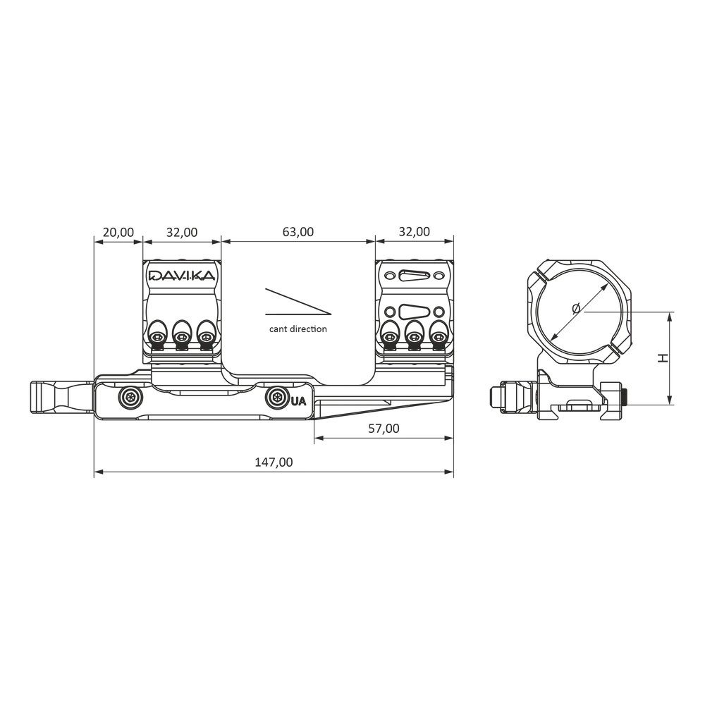 Montură în consolă pentru lunetă de 30mm | Bază QD Ergo Picatinny