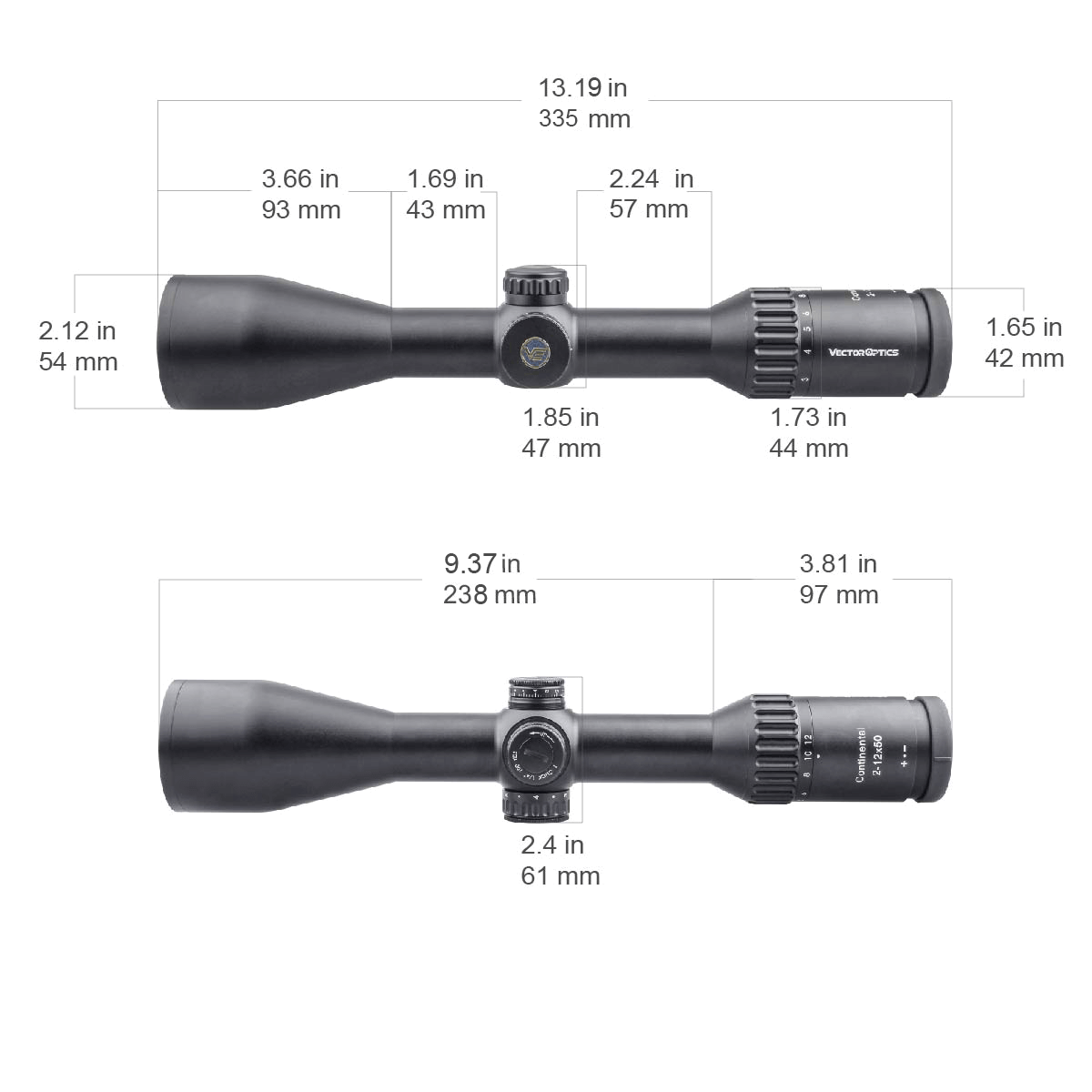 Vector Optics Continental 2-12x50 SFP lunetă de pușcă