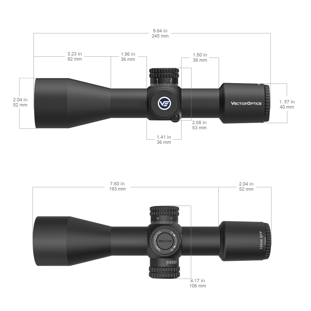 Vector Optics Veyron 10x44 SFP lunetă compactă pentru pușcă