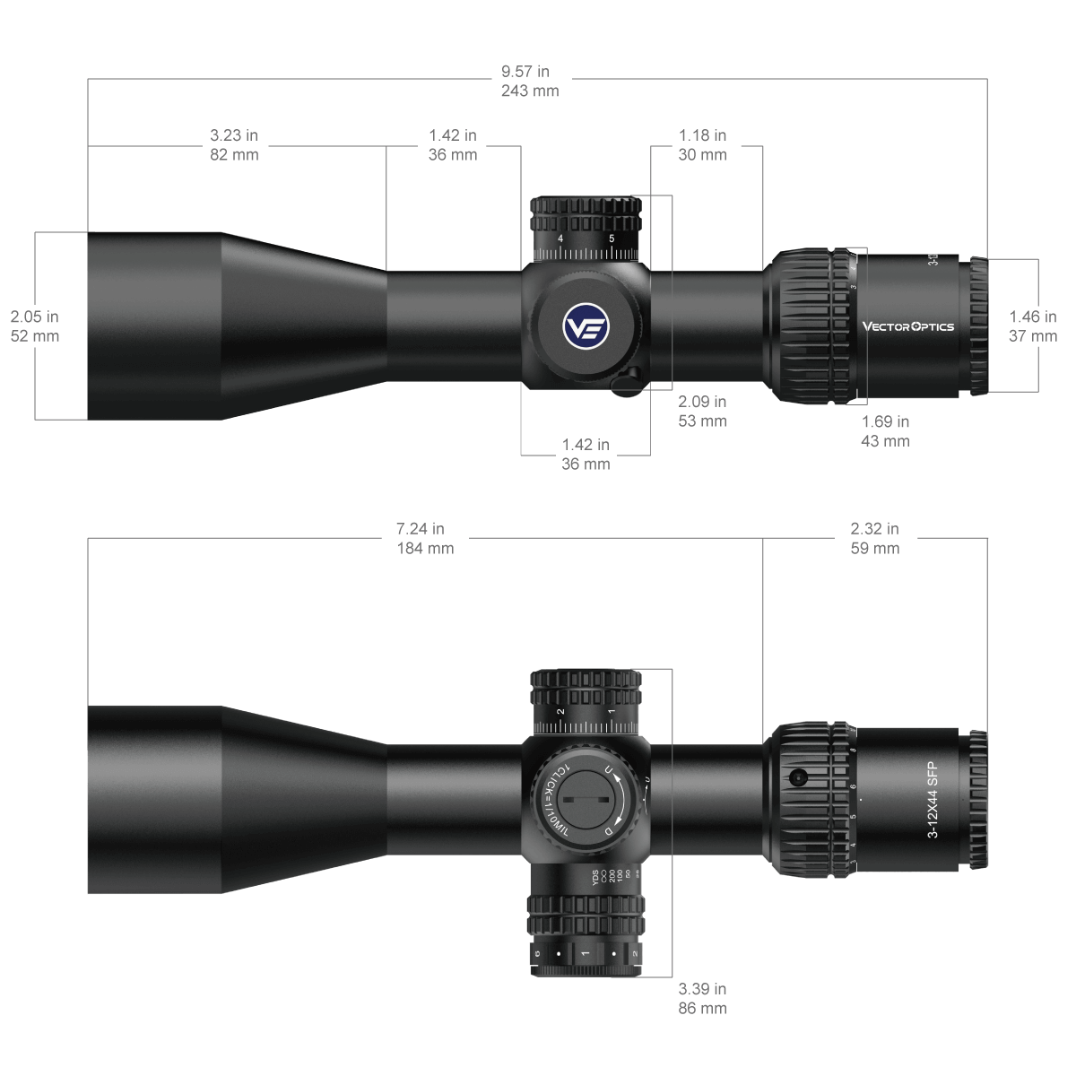 Vector Optics Veyron 3-12x44IR SFP lunetă compactă pentru pușcă