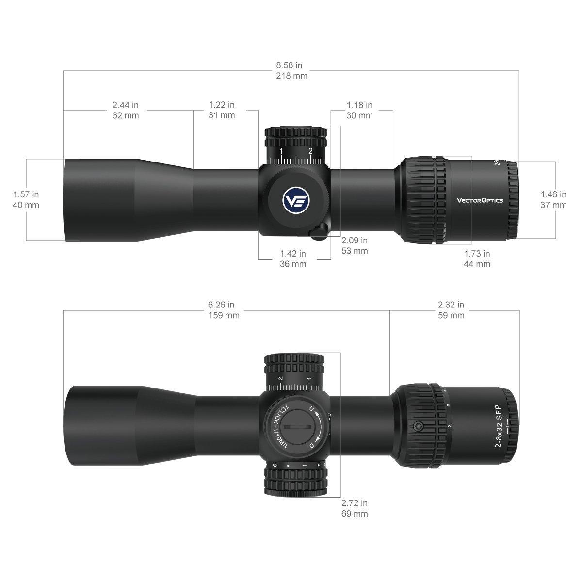 Vector Optics Veyron 2-8x32IR lunetă compactă pentru pușcă