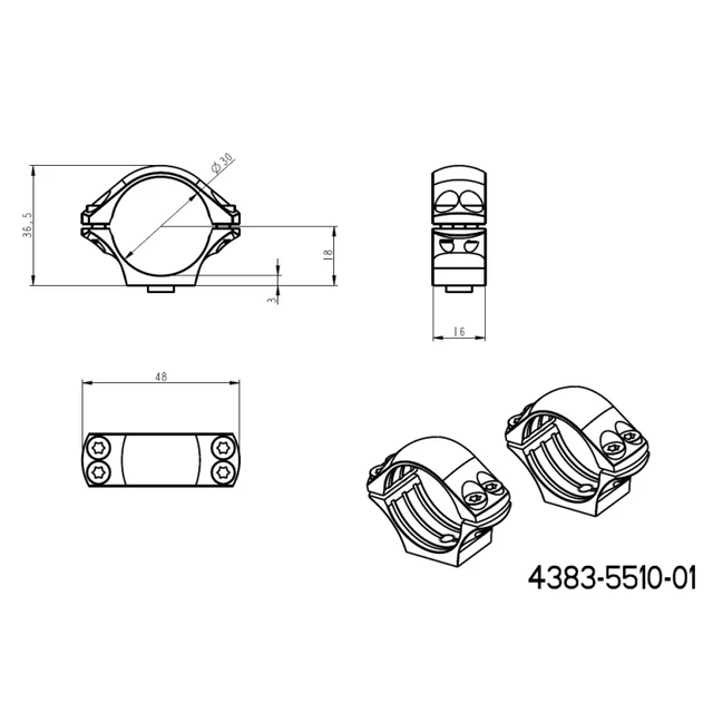 Bază tactică Picatinny QD lungă de 30 mm inele montare luneta