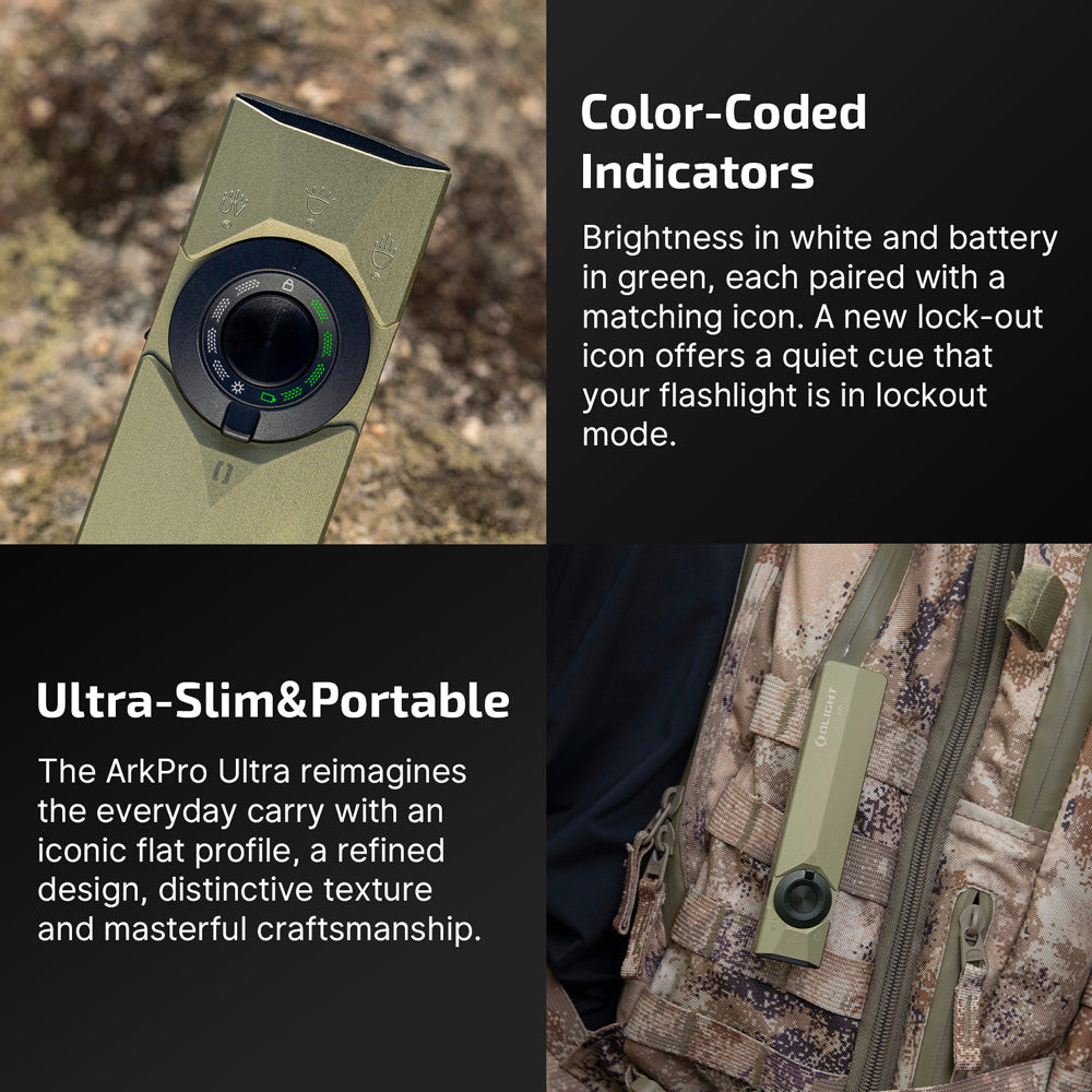 Olight ArkPro Ultra | lanternă EDC plată 4-în-1 | 1.700 lm - Olive Green