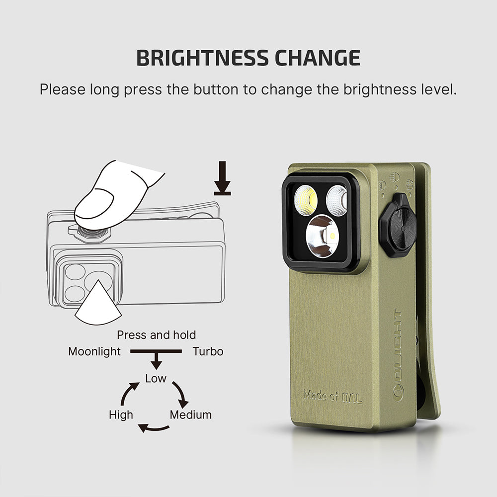 Olight Oclip Ultra | lanternă EDC 3-în-1 cu clips | 530 lm - Olive Green