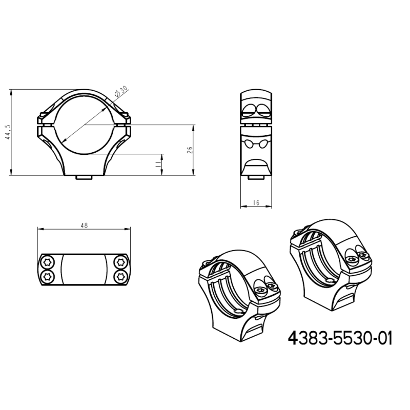 30mm scope rings | long Picatinny QD Tactical base JK-N