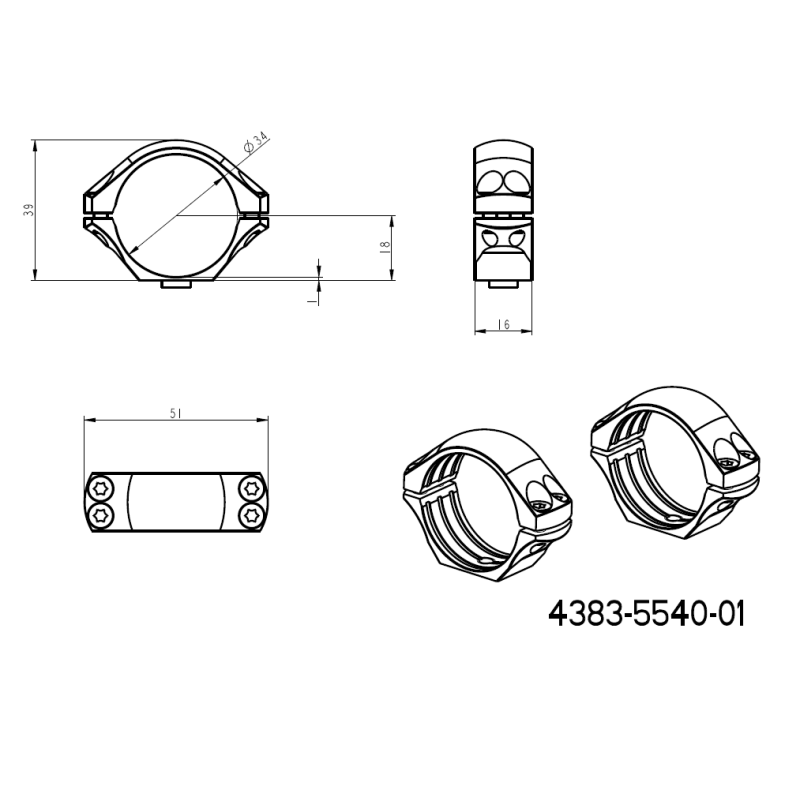 34mm scope rings | long Picatinny QD Ergo base JK-N