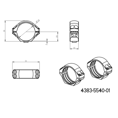 34mm scope rings | two-piece Picatinny QD Ergo base JK-N