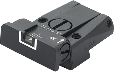 Tanfoglio Limited, EAA Witness, IWI Jericho, Springfield P9 vizor spate complet reglabil [coadă de rândunică veche 9,5 mm] | cu linii albe 