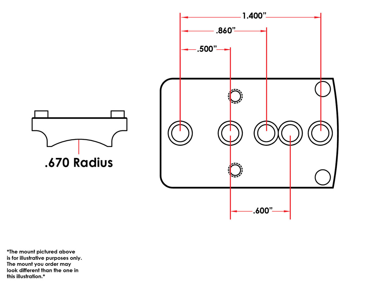 Universal shotgun / rifle [.670" Radius] montură pentru colimator 