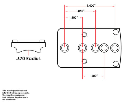 Universal shotgun / rifle [.670’’ Radius] montură pentru colimator | Trijicon RMR footprint