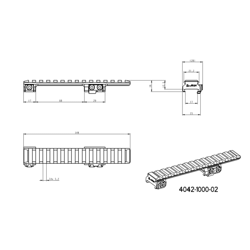 CZ 550 & CZ 557 șină Picatinny | Scurtă