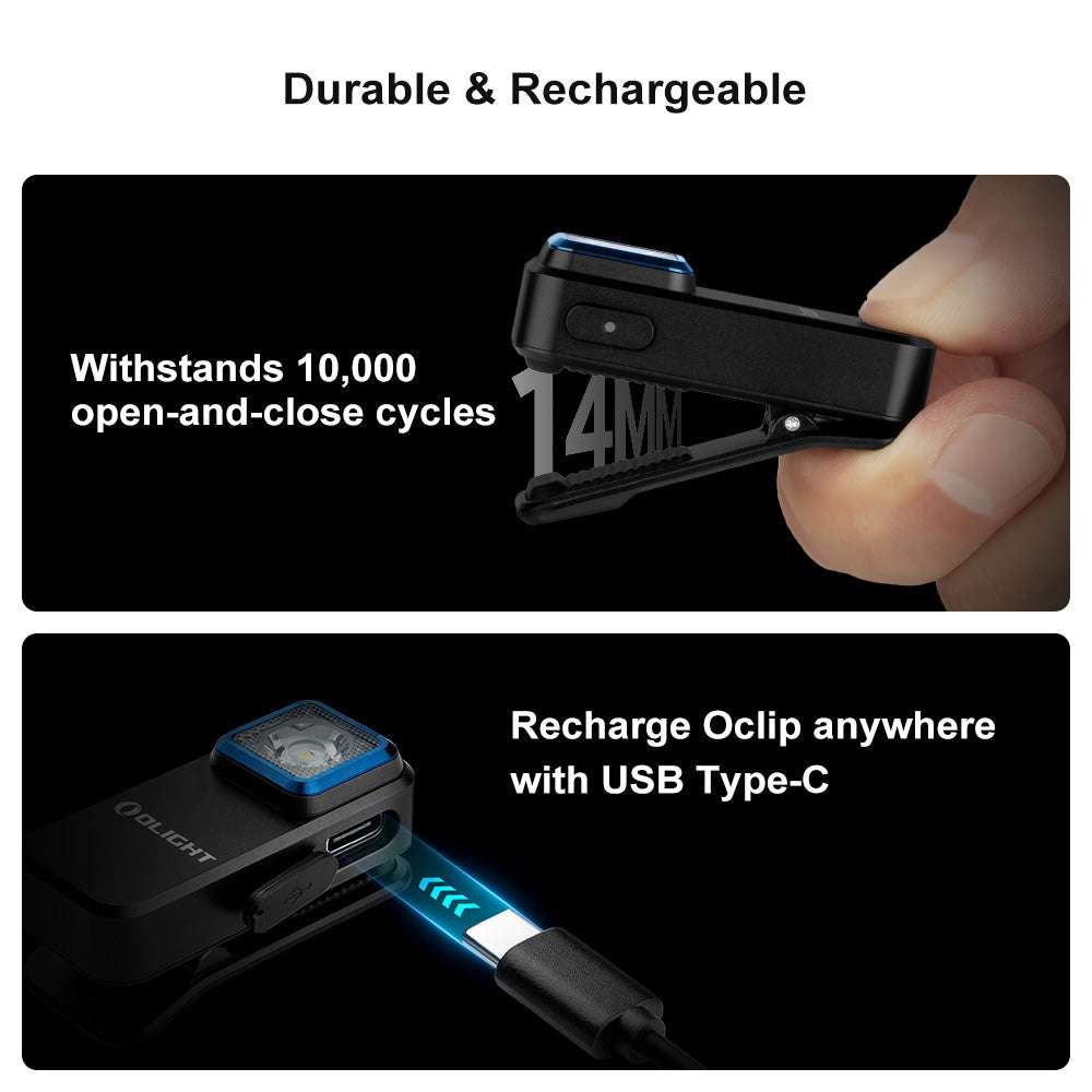 Olight Oclip | lanternă cu clips EDC reîncărcabilă | 300 lm - Black