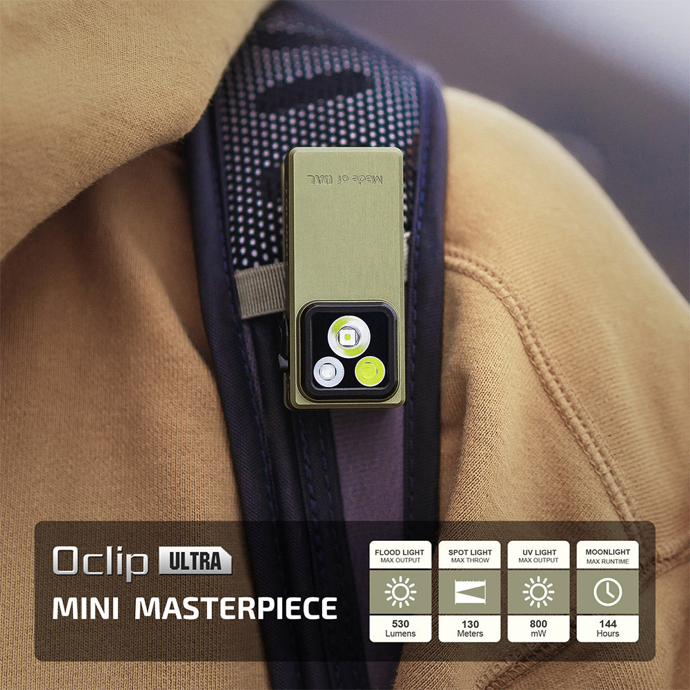 Olight Oclip Ultra | lanternă EDC 3-în-1 cu clips | 530 lm - Olive Green