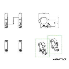 30mm inele de montare pentru lunetă | bază Picatinny cu pârghie - Medii